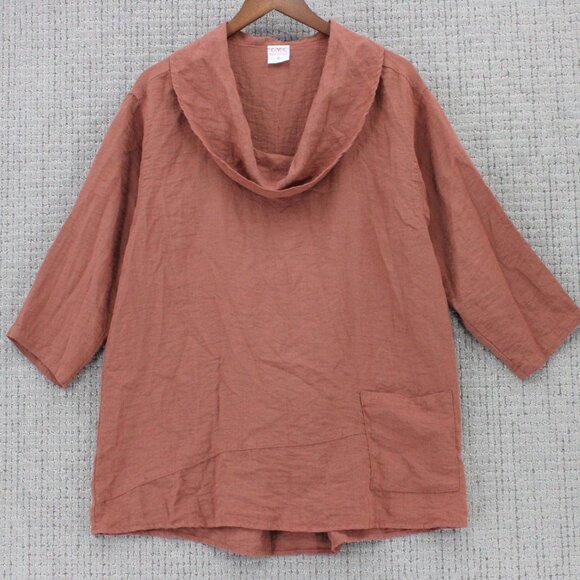C.M.C Tunic Dress Womens Large L Brown Pullover Cowl Neck Long Sleeve USA - Picture 1 of 9